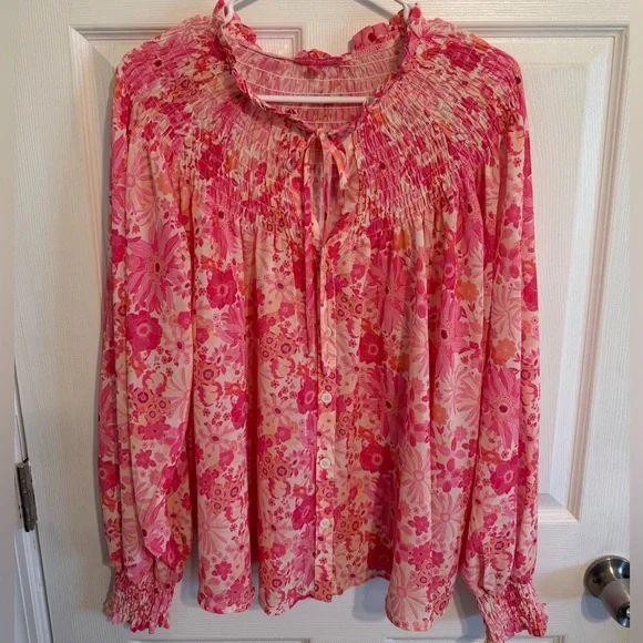 Flying Tomato Pink Floral Blouse Large - Picture 3 of 7